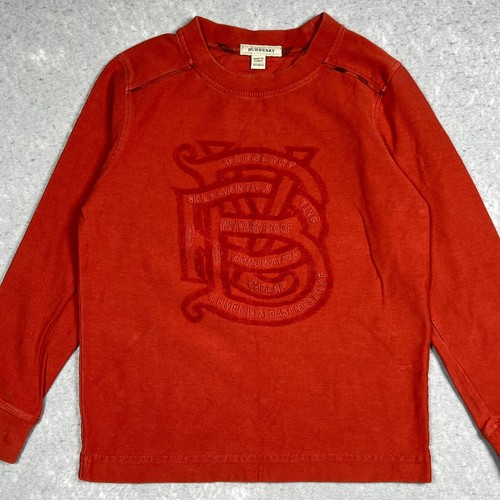 Burberry Pull Over Sweater Kids Sz 6 Unisex Red Burgundy Crewneck Long Sleeve - Picture 2 of 9