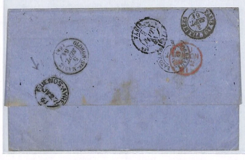 ARGENTINA GBPO *Buenos Ayres* 1861 CDS Cover TRANSATLANTIC MAIL France YQ70 - Image 3 of 4