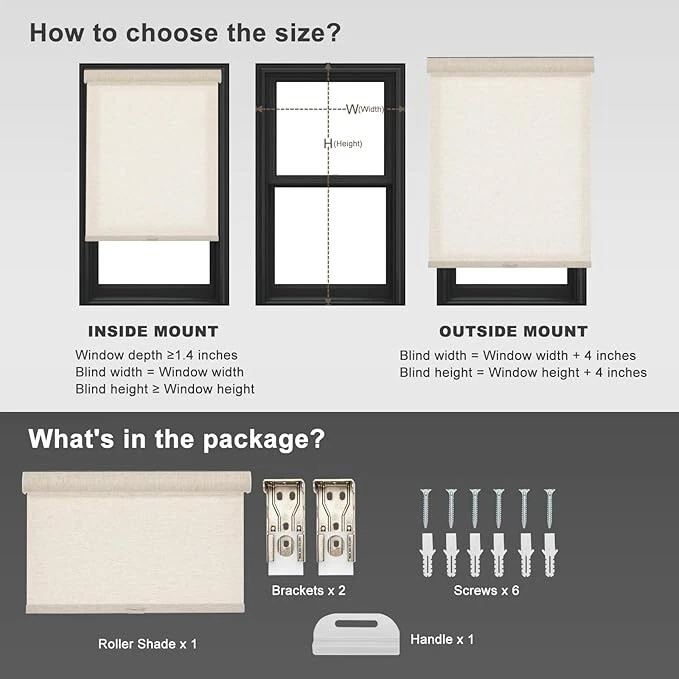 Persianas enrollables inalámbricas Blackout de lino tejido natural METechs tamaño personalizado Foto 4 de 4