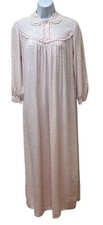 Vintage Cotton Peter Pan Collar Long Sleeve Dainty Floral Ruffle Nightgown S NEW