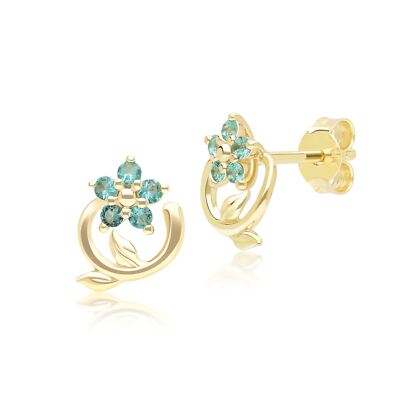 Ohrstecker Blumenranke Smaragd in 9 kt Gelbgold