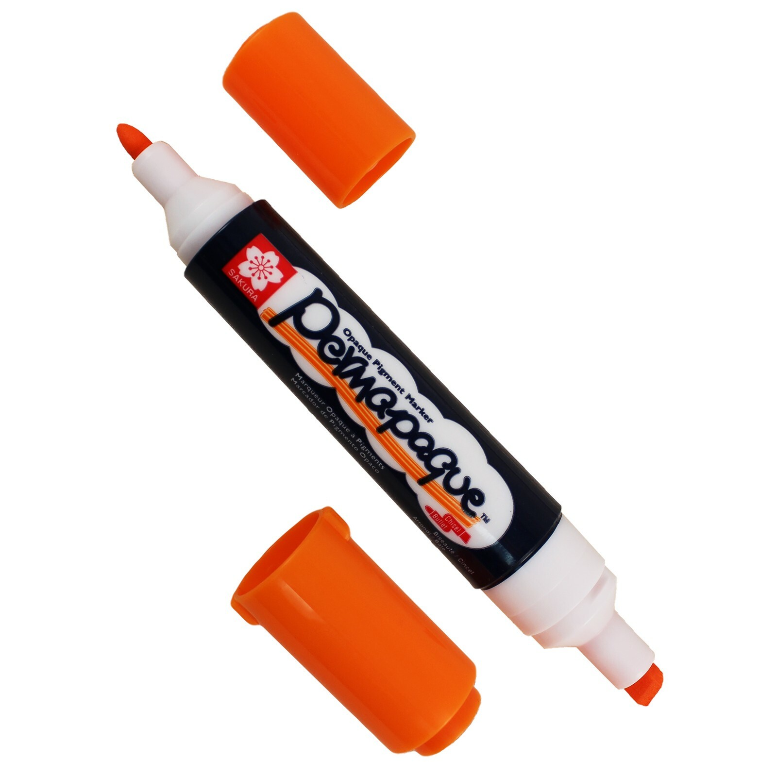 Sakura Permapaque Dual Point Paint Marker, Orange Ink, Chisel/Bullet, Pack of 4