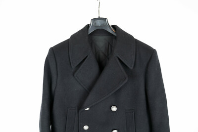 BALMAIN Men's Black Peacoat Wool Duffle Coat Jacket 54 52 50 44 42