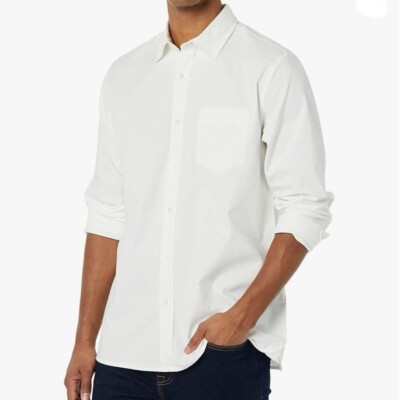 Amazon Aware Men's White Regular Fit Long Sleeve Cotton Oxford Shirt