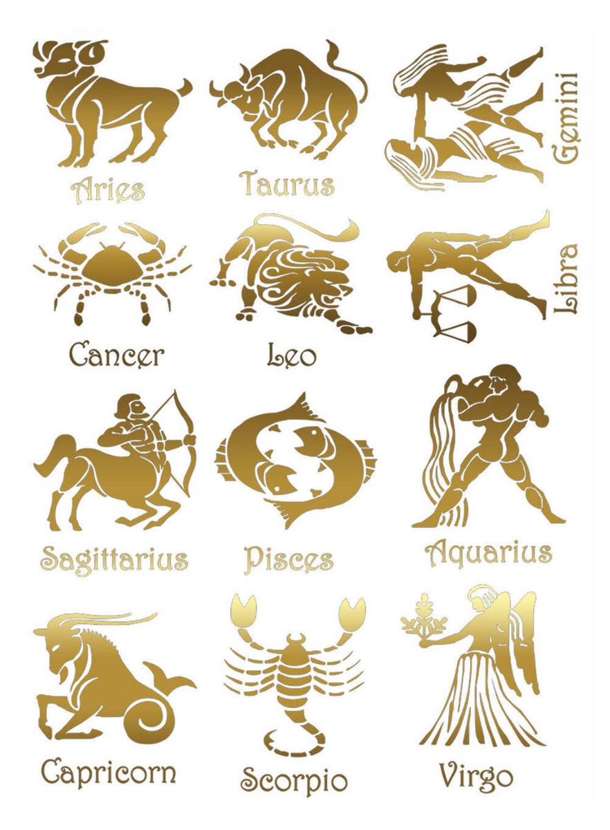 horoscope様 シールランダム Astrology Zodiac Signs 12 pcs 22k Gold Fused Glass Decals | eBay