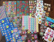 Huge LOT of 22 Sheets all OWLS SCRAPBOOKING STICKERS