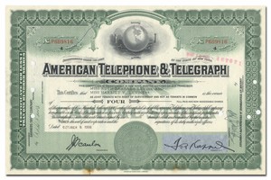 American Telephone Telegraph Company Stock Certificate At T Ebay