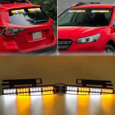 2X 17'' Emergency Strobe Light Bar Warning Hazard Windshield Traffic Advisor LED