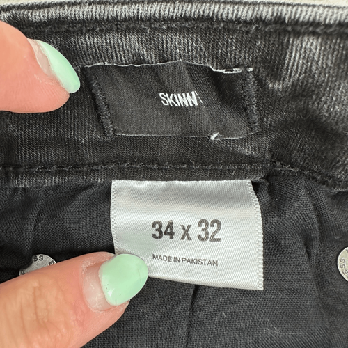 Jeans EXPRESS para hombre 32x31 negros ajustados desgastados punk denim (etiqueta 34x32) - Imagen 4 de 8