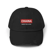 Distressed Cap, Funny Pun Baseball Hat, Sarcastic Cap, Made in China, Not China