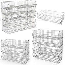 Professional Stackable Wire Storage Bin Rack Veg Fruit Basket for Retail Shop