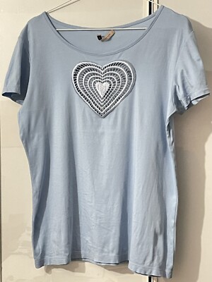 T-shirt Christopher Kane S hellblau blau Herz Spitze
