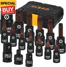 16-Piece Torx Bit Socket Set - Premium S2 Steel European Style T8-T60 with Socke