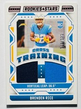 2024 Rookies & Stars Football Brenden Rice Cross Training Mem RC /399 Chargers