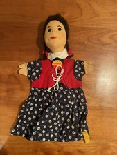 Steiff vintage rare girl in braids puppet mint new excellent with Steiff tag