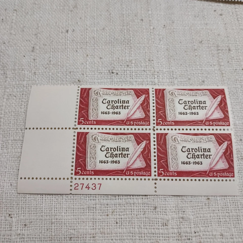 Stamps-Crusade Against Cancer-five 4 stamp blocks-USPS 5cent issued 1963 - Image 2 of 4