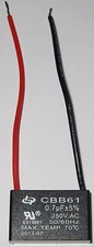 CBB61 0.7 uF Split Phase Motor Run Capacitor - 250 V AC - 3" Wires - .7uF Cap