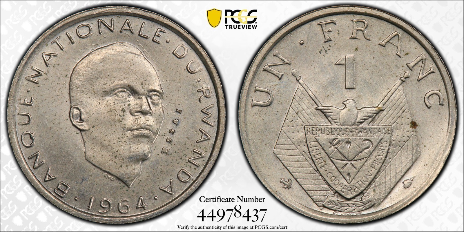 RWANDA 1964 Essai Set - 1F, 5F, 10F - PCGS SP64 (3 coins) [Africa] | eBay