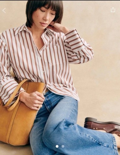 Sézane Bilma Shirt in Camel Stripes - FR 34/US 2