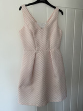 F&F Pink Jacquard Geometric Fit & Flare V-Neck Sleeveless Dress UK 10