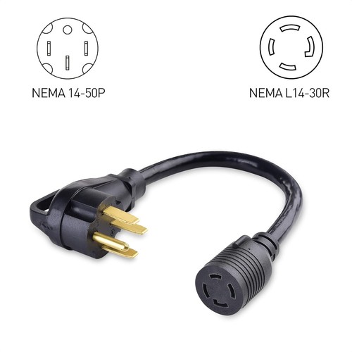 Adattatore 4 poli da 30 a 50 AMP generatore cavo camper 1,5 piedi NEMA 14-50P a L14-30R - Foto 2 di 4