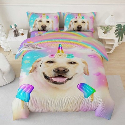 3D Unicorn Dog Illustration Quilt Cover Set Bedding Sets Pillowcases Queen