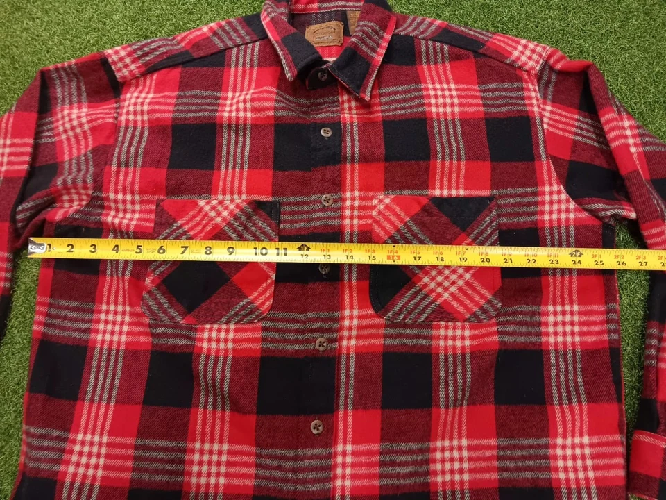 Camisa de vestir de franela St. John's Bay para hombre XLT 17-17,5 roja a cuadros algodón Oxford Foto 4 de 4