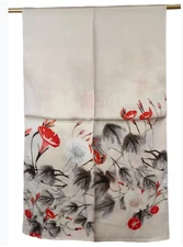 100% Silk mulberry Scarf Women neckerchief Shawl Wrap floral gray red HD1-55