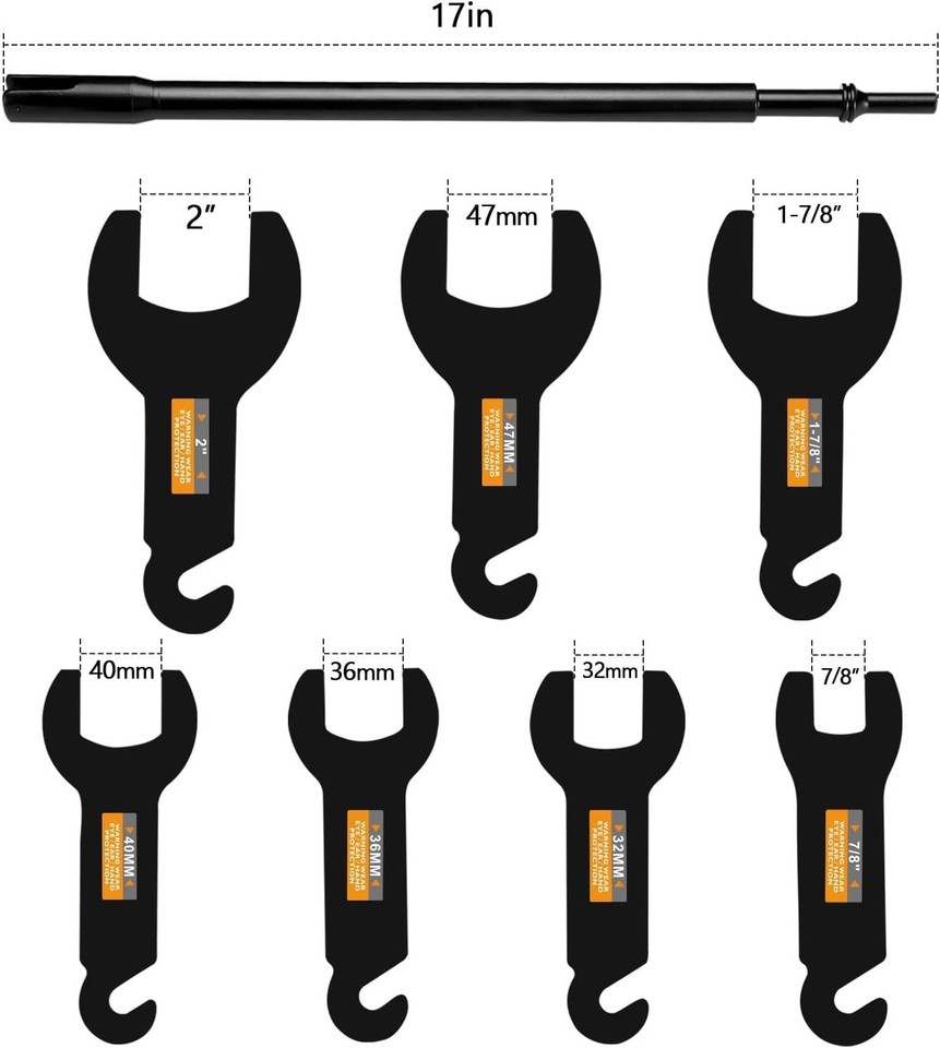 7-Piece Pneumatic Fan Clutch Wrench Tool Set – Remove & Install For Ford, GM, Chrysler, Jeep