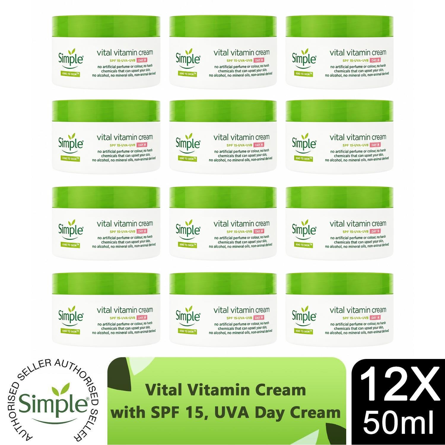 Simple Cream Kind To Skin Day Spf 15 Vital Vitamin For Sensitive Skin 50Ml - 6 Pack - Image 3
