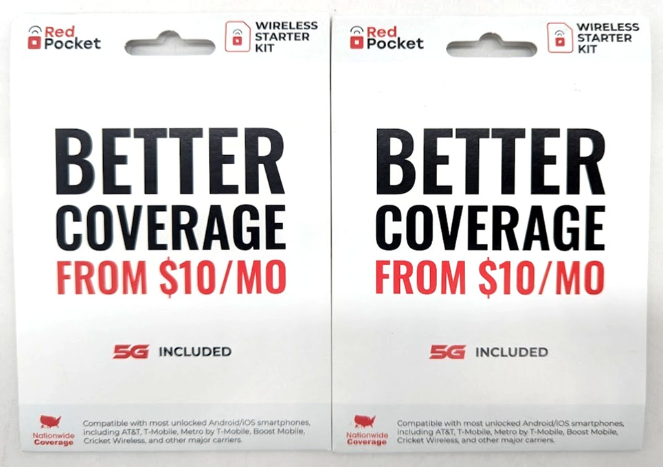 *NEW 2 PACK* RedPocket Mobile Starter SIM Kit: 4G/5G GSMA