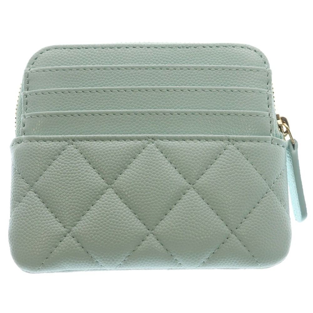 CHANEL Matelassé Coco Mark Zip Coin Purse Mini Wallet Blue Caviar Skin image 2