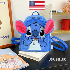 Disney Stitch Plush Backpack  Cute Cartoon School Bag for Kids  Girls - Boys