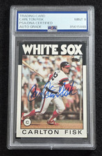 Rare 1986 CARLTON FISK Signed Topps Card-HOF-WHITE SOX-RED SOX-PSA 9 Auto
