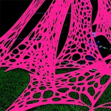 700 Sqft Glow Pink Giant Durable Spider Webs Halloween Decorations Out