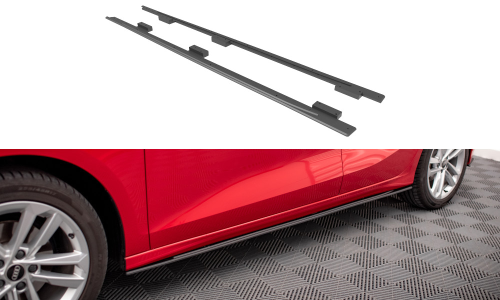Rajouts de bas de caisse pour Audi A3 8Y Maxton rouge pour look sportif