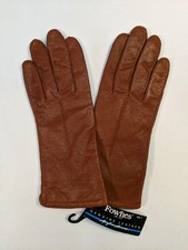 Vintage FOWNES Ladies Brown Genuine Leather GLOVES Size 7 knit lining New