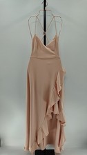 Lulus Women Caryl Light Blush Ruffled Tulip High-Low Maxi Dress Cream S