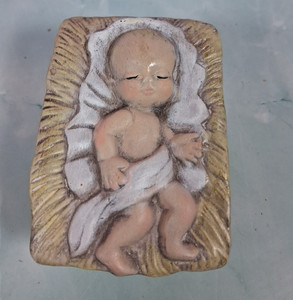 Hand Painted Ceramic Single Nativity Manger Baby Jesus Figurine