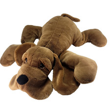 Snuffer Floppy Hound Dog Plush 23" Vtg Russ Berrie Co Brown Laying Puppy Bassett
