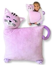 Kids Cat Plush Pillow   Cute Bedroom Decor Throw Pillow  Movie-Night Buddy,