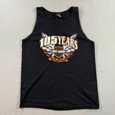 VTG Harley Davidson Tank Top Shirt Mens Large Black 105 Years Y2K Made in USA