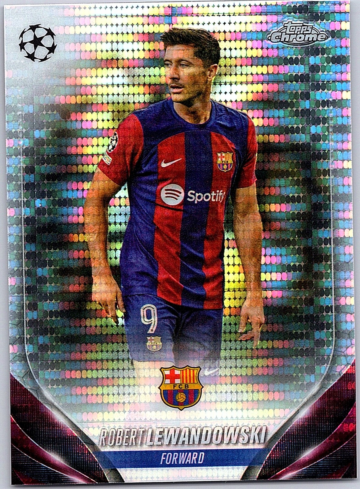 Robert Lewandowski 2023-24 Topps Chrome UEFA #11 Pulsar Refractor