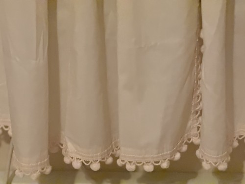 4 Country Curtains Brand Panels 2 PR Curtains Ea 46”X72” Cream Poms Poms - Picture 11 of 12