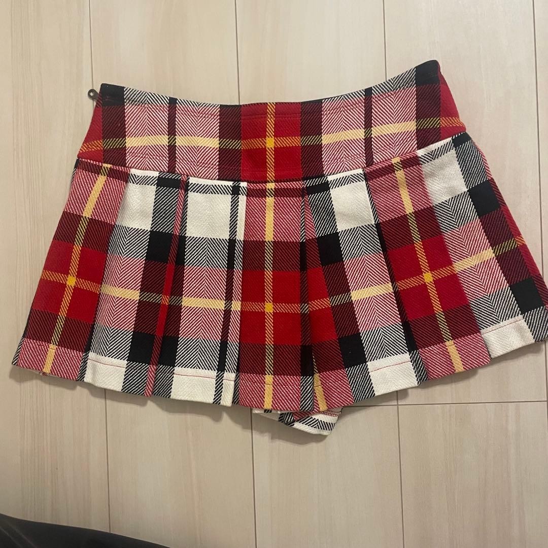 Burberry Blue Label Nova Plaid Pleated Mini Devided Skirt Pants Red MINT 36 thumbnail 21