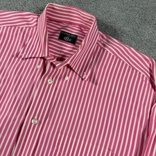 VTG Gitman Bros Button Down Shirt Mens 16.5 35 Pink White Striped Made in USA