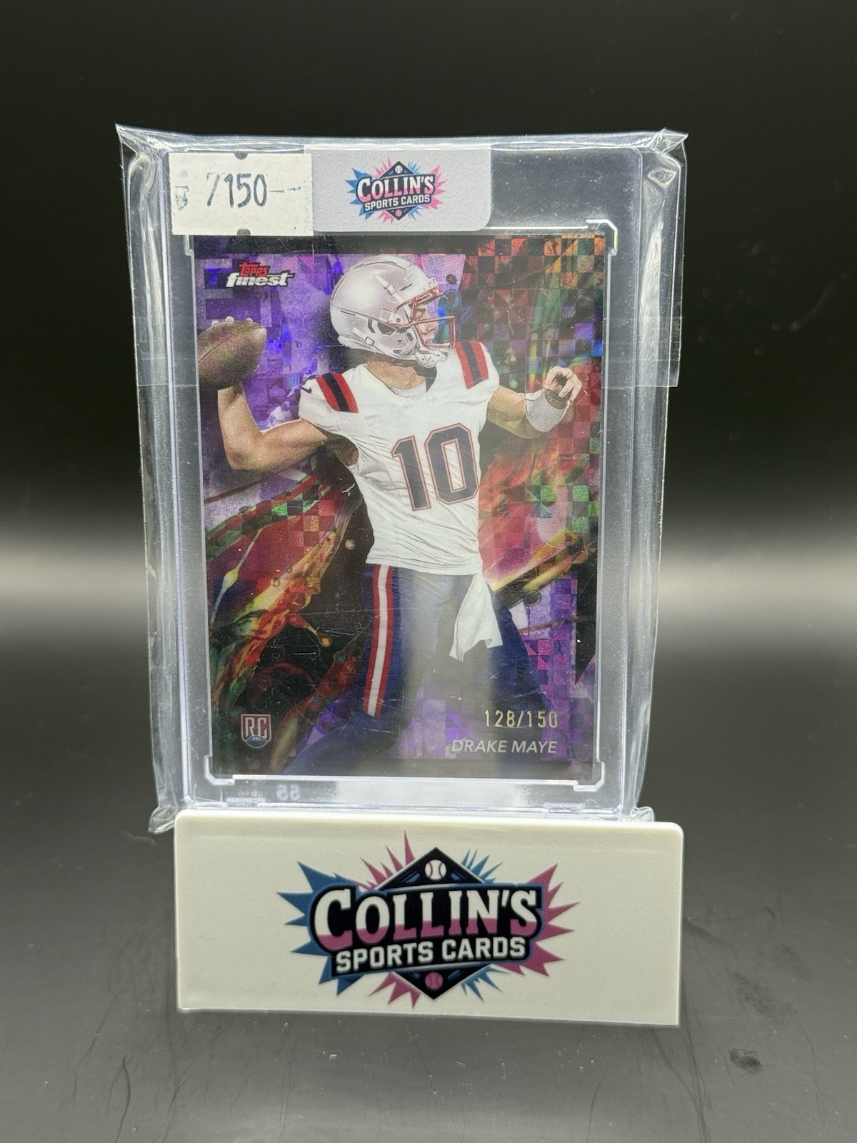 2024 Topps Finest - Common Drake Maye #62 Purple Checkerboard Refractor 128/150