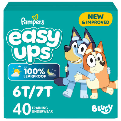 4 boxes Bluey Easy-Ups, Size 6t-7t, $49.99 per box. FREE SHIPPING!