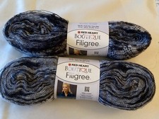Yard 2 Skeins Red Heart Boutique Filigree Yarn Urban black/Grey