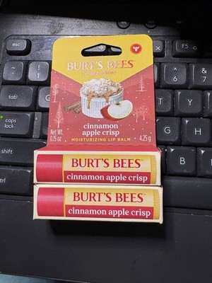 2 Burts Bees 0.15oz Limited Edition CINNAMON APPLE CRISP MOISTRING  Lip Balm -